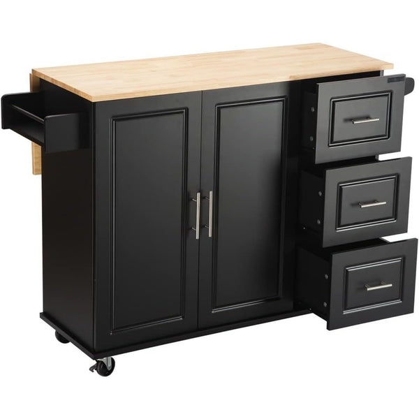 Rolling Kitchen Island Cart with Drop Leaf and Ample Storage