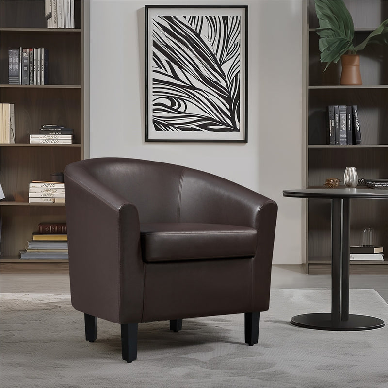 Modern PU Leather Barrel Accent Chair for Stylish Living Spaces