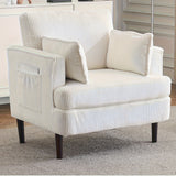 Modern Corduroy Oversized Armchair with Pillows and Side Pocket