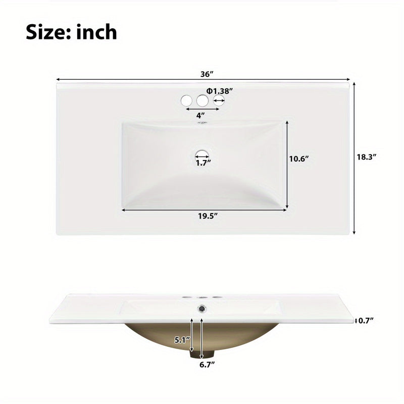 Stylish Bathroom Vanity with Ceramic Sink and Soft Close Doors