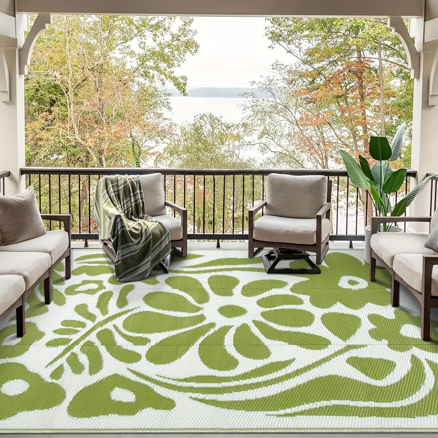 Reversible Outdoor Rug for Camping Beach Garden and Picnics