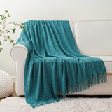 Cozy Boho Textured Throw Blanket with Tassels for Living Room