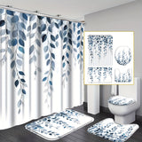 Blue Eucalyptus Shower Curtain Set with Botanical Decor Accessories