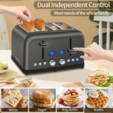 Stainless Steel Digital Toaster with LCD Display and Shade Settings