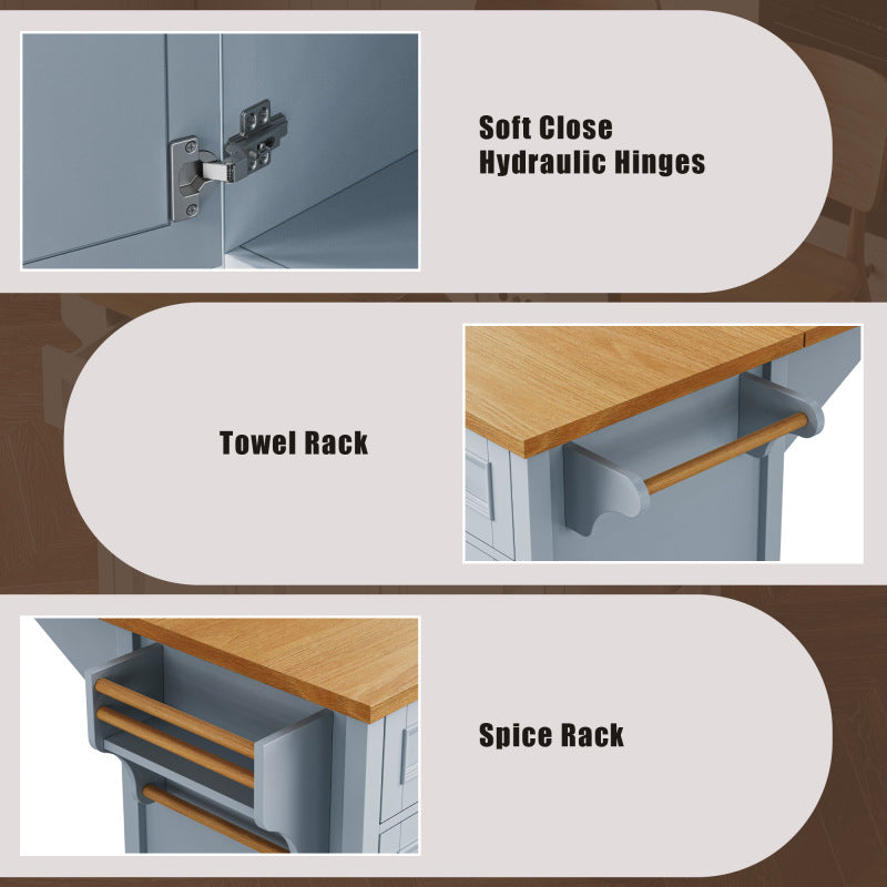 Stylish Kitchen Island Cart with Spice Rack and Towel Holder