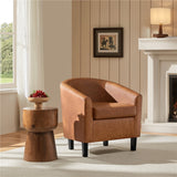 Modern PU Leather Barrel Accent Chair for Stylish Living Spaces