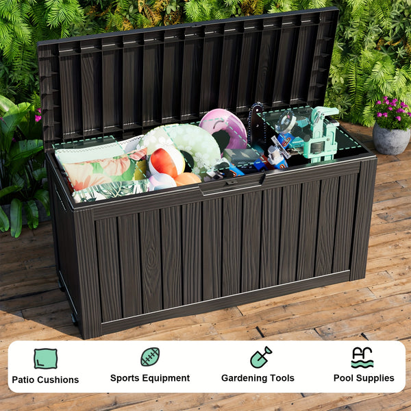 Weatherproof Outdoor Storage Box with Lockable Lid and Versatility