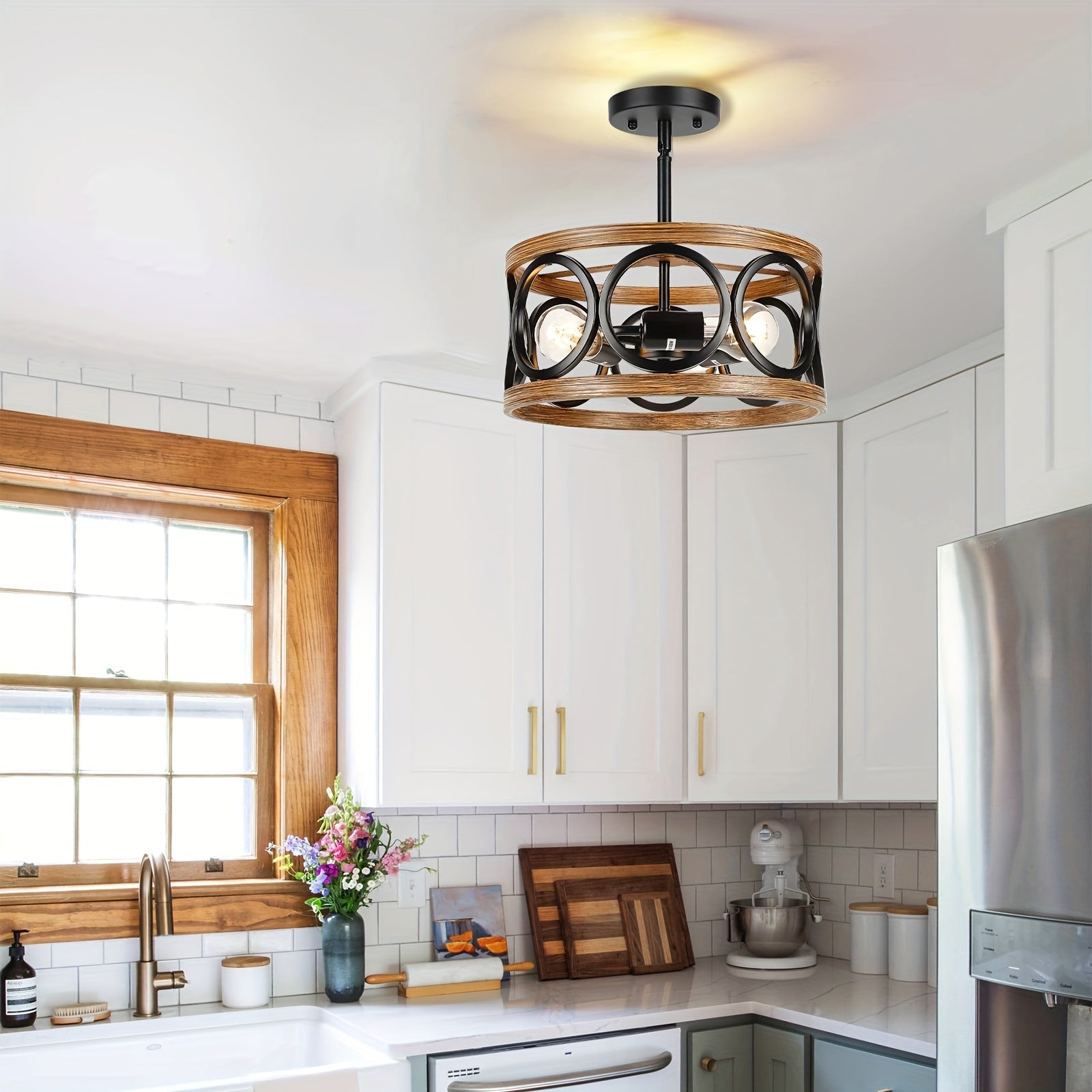 Farmhouse Semi Flush Mount Ceiling Light Fixture Hallway