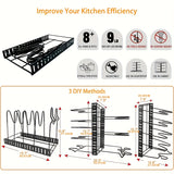 Adjustable 8-Tier Pot and Pan Organizer Rack for Kitchens