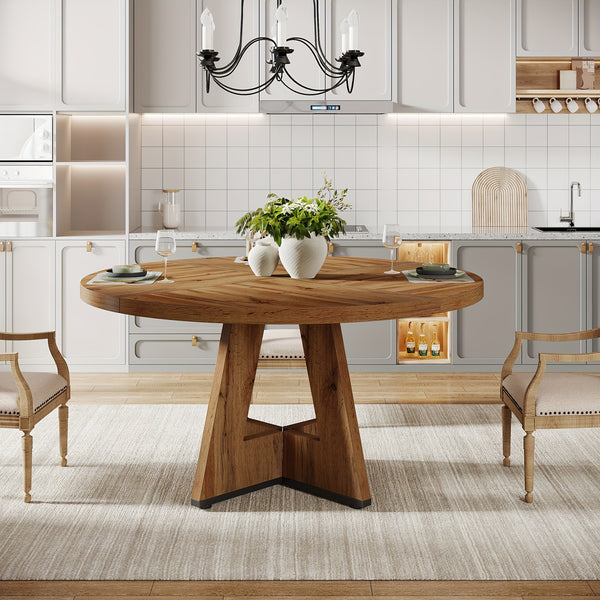 Rustic Round Farmhouse Dining Table for Cozy Family Meals