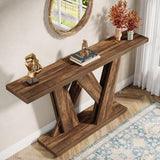 Farmhouse Geometric Base Console Table for Entryway and Living Room