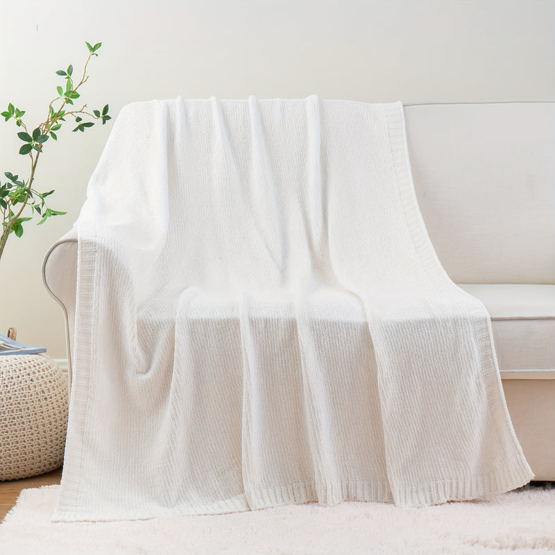 Boho Chenille Knit Throw Blanket for Cozy Home Decor