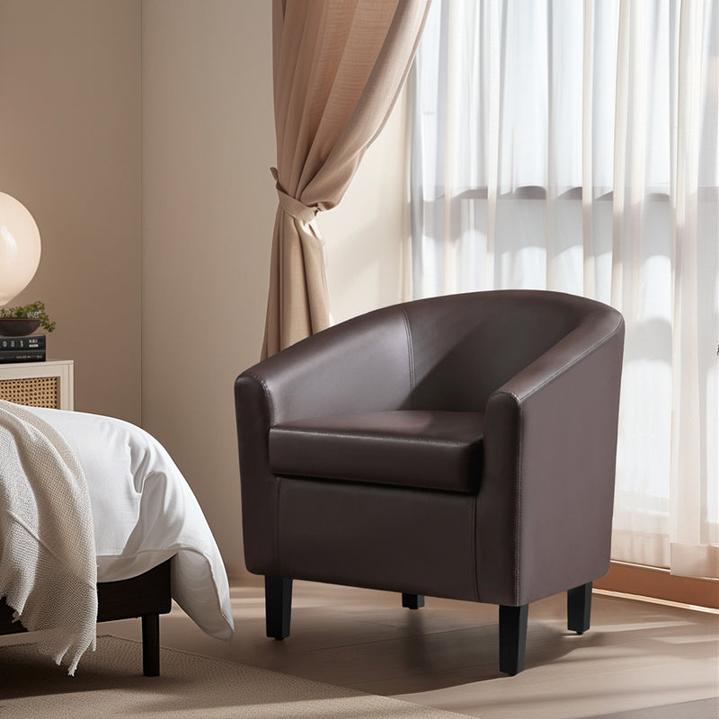 Modern PU Leather Barrel Accent Chair for Stylish Living Spaces