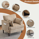 Modern Corduroy Oversized Armchair with Pillows and Side Pocket