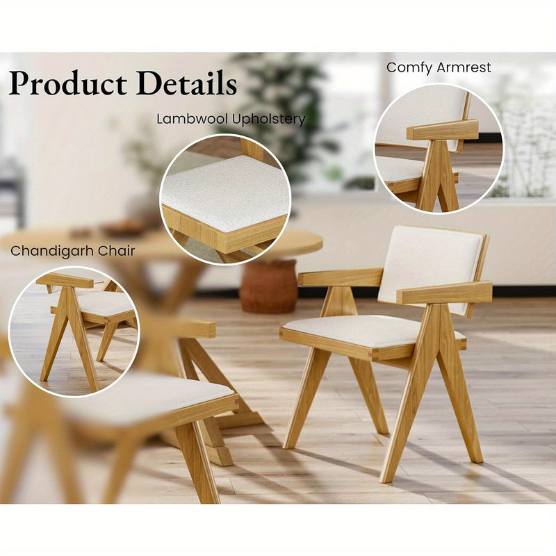 Modern Farmhouse Dining Chairs Set of Two with Arms