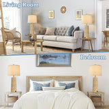 Rattan Table Lamp Set with Dual USB Charging Ports