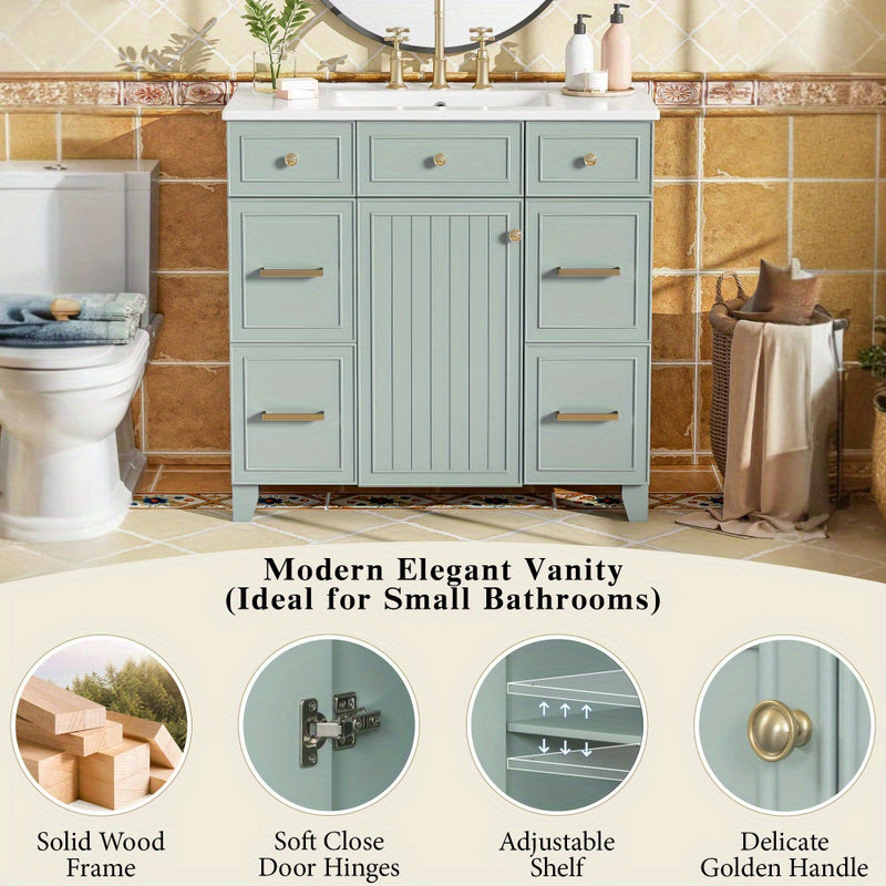 Stylish Bathroom Vanity with Ceramic Sink and Soft Close Doors