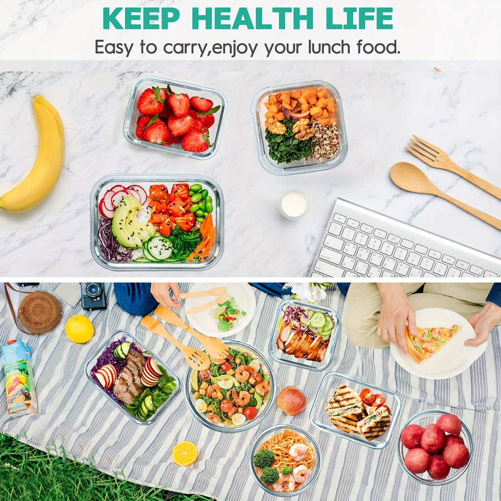 Airtight Glass Food Storage Container Set with Flip Top Lids