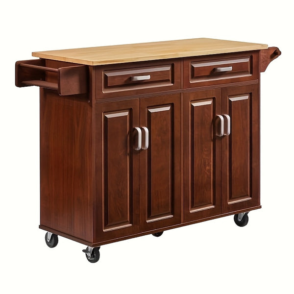 Mobile Kitchen Island Cart With Storage And Towel Rack