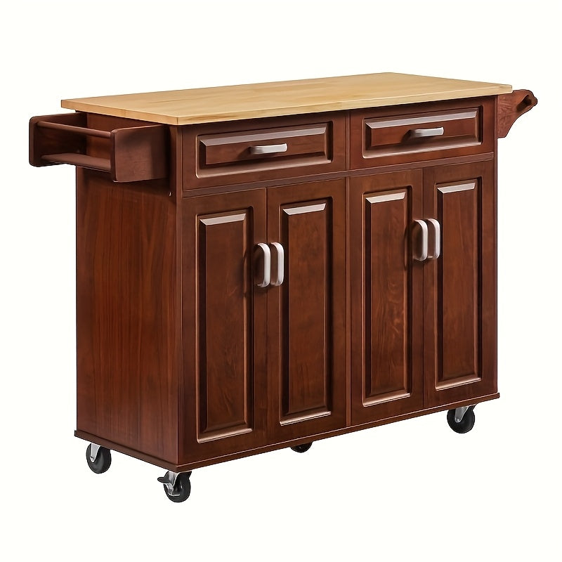 Mobile Kitchen Island Cart With Storage And Towel Rack
