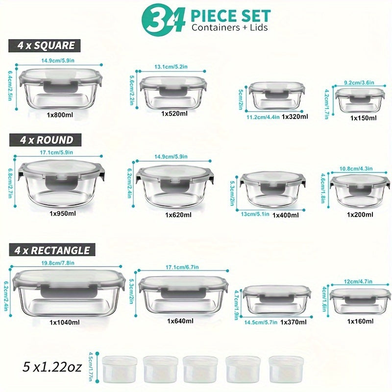 Airtight Glass Food Storage Container Set with Flip Top Lids