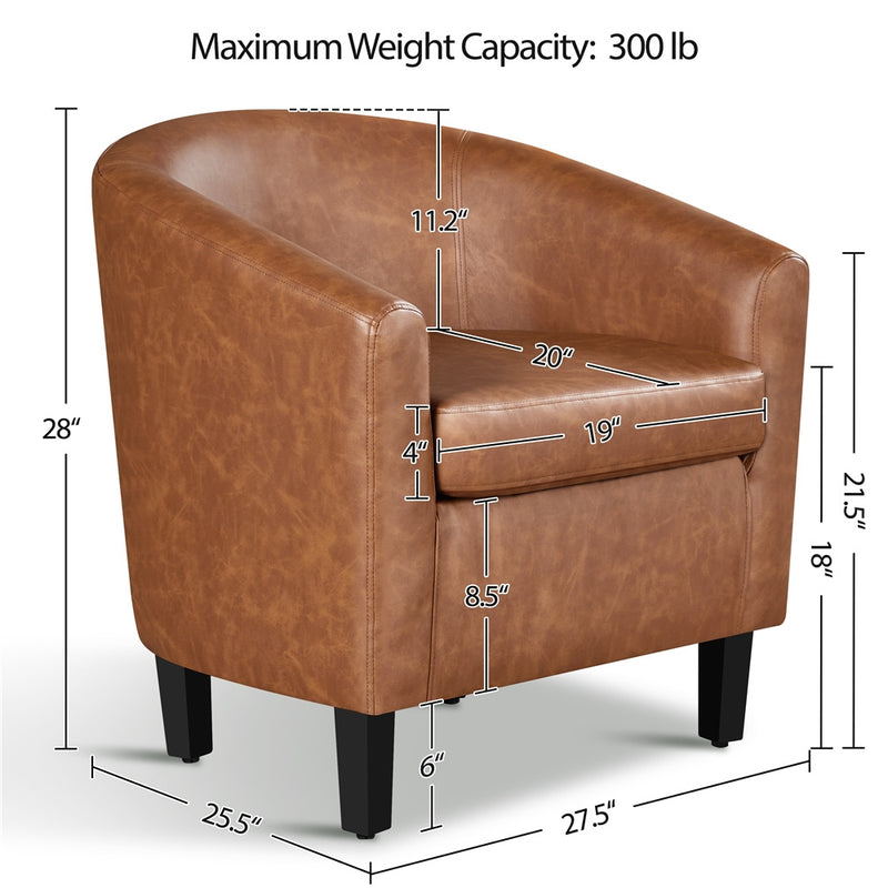 Modern PU Leather Barrel Accent Chair for Stylish Living Spaces