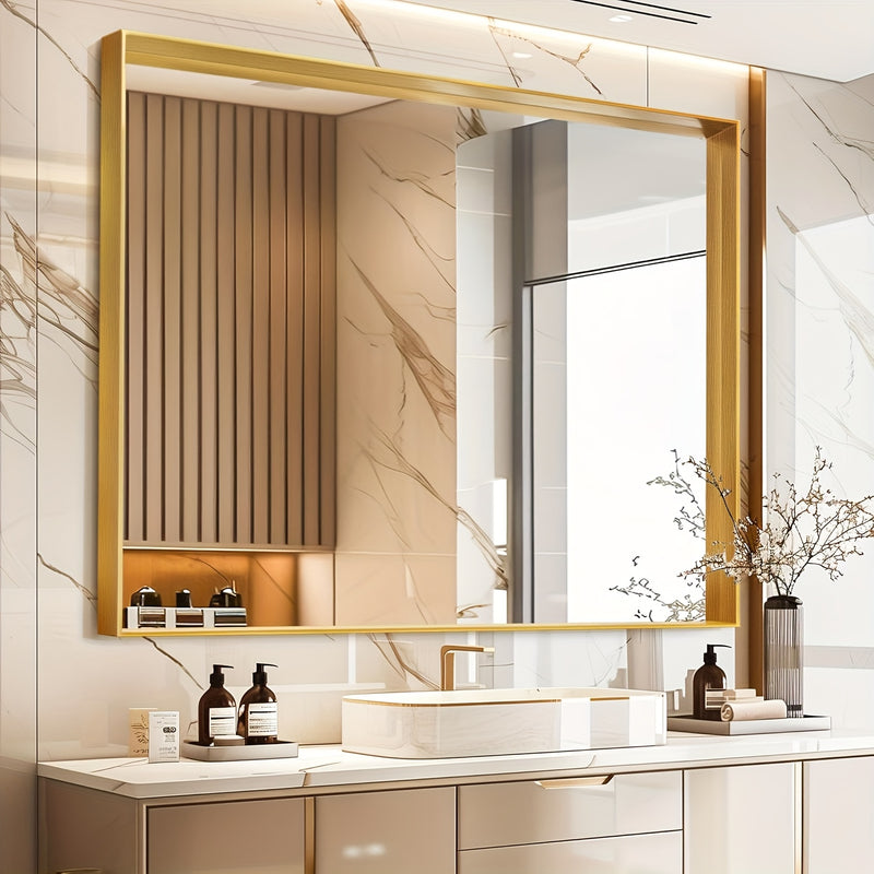 Wall Mounted Makeup Mirror with Unbreakable Glass and Brushed Finish