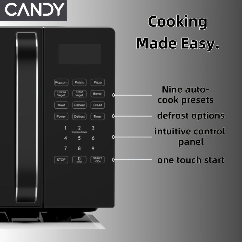 Candy Compact Countertop Microwave with 9 Cooking Presets