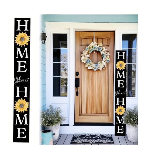 Home Sweet Home Wooden Porch Sign with Sunflower Design