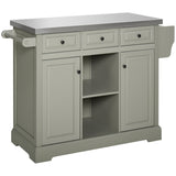 Rolling Kitchen Island Cart with Storage and Stainless Steel Top
