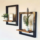 Multi-Functional Black Wood Wall Shelf Set for Home Decor
