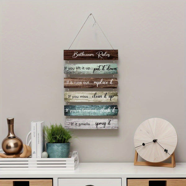 Funny Bathroom Rules Wall Decor Rustic Farmhouse Signs