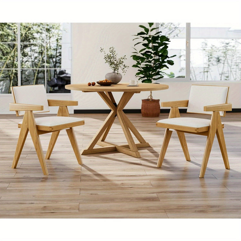 Modern Farmhouse Dining Chairs Set of Two with Arms