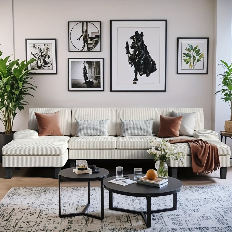 U-Shape Upholstered Sectional Sofa with Sleepable Armrests