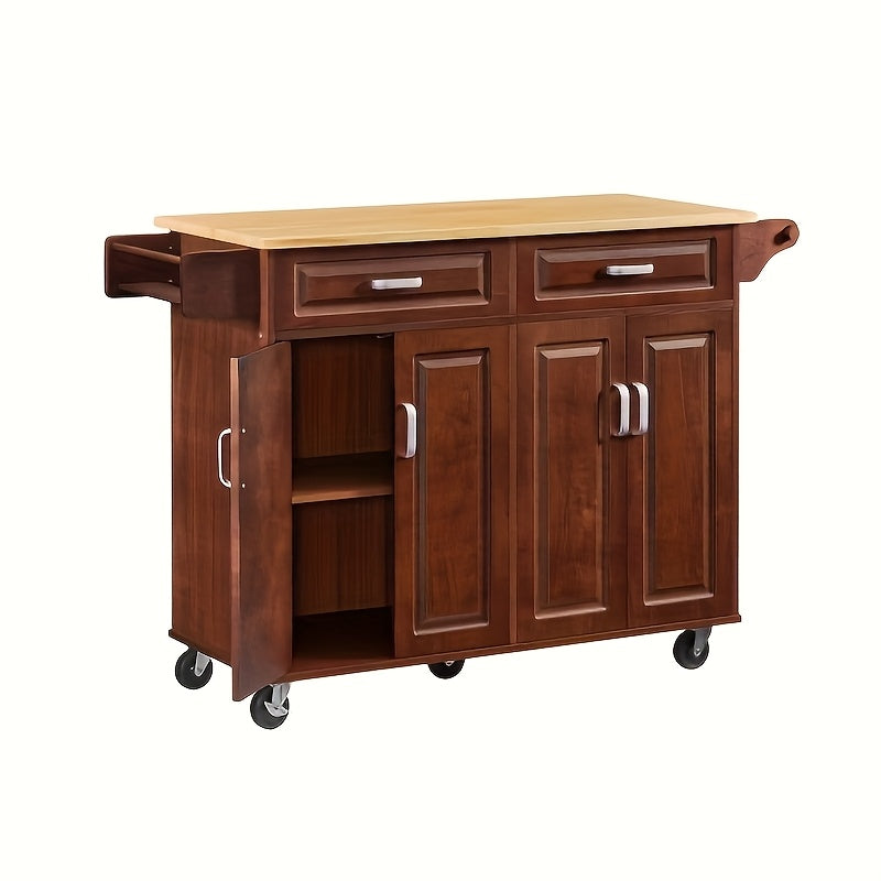 Mobile Kitchen Island Cart With Storage And Towel Rack