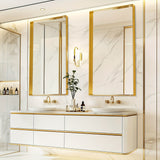 Wall Mounted Makeup Mirror with Unbreakable Glass and Brushed Finish