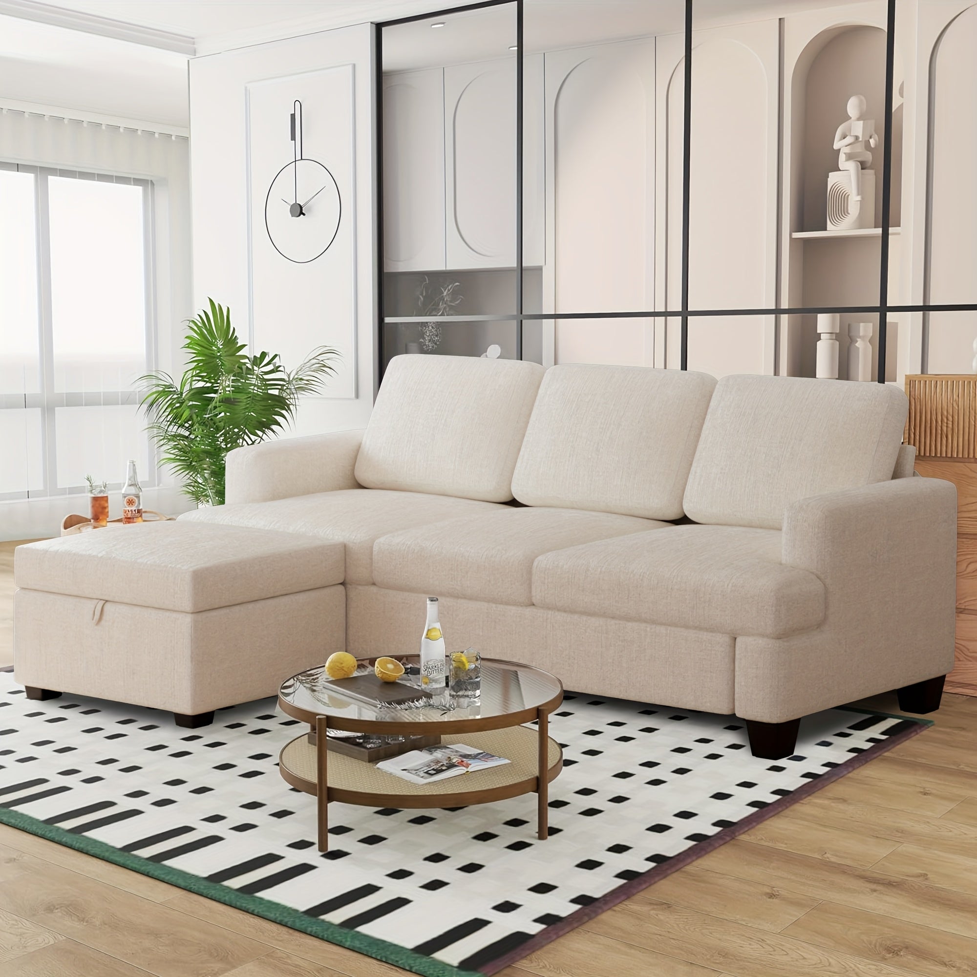 Actflame Modern Modular Sectional Cloud Couch With Ottoman
