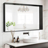Wall Mounted Makeup Mirror with Unbreakable Glass and Brushed Finish