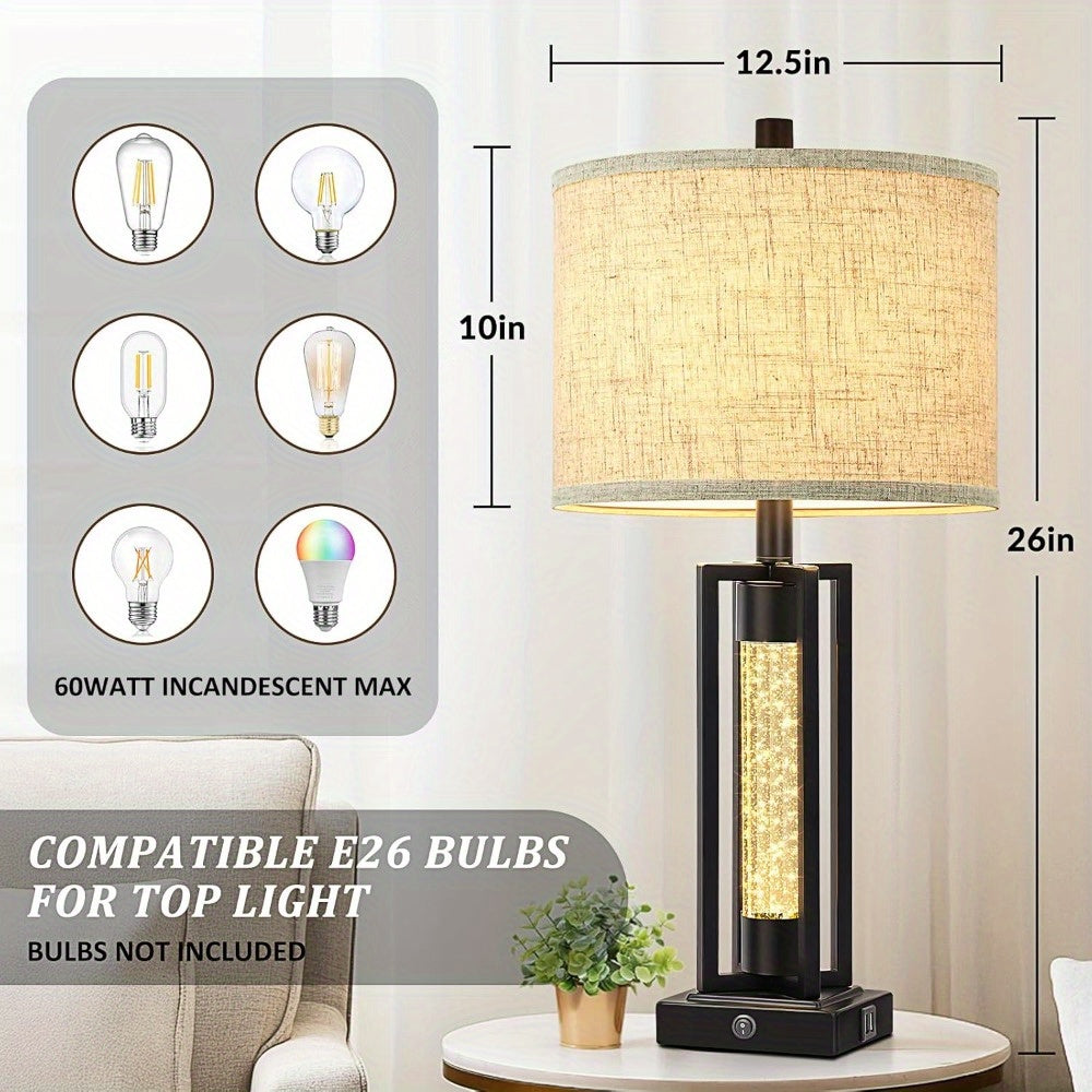 Farmhouse Table Lamps with USB Ports for Modern Home Decor