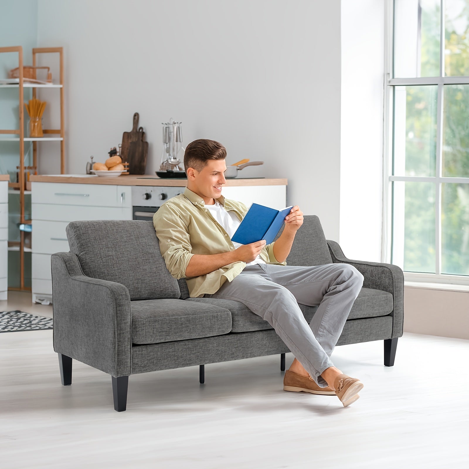 Bonnlo Comfy Chenille Sofa for Modern Living Room Spaces