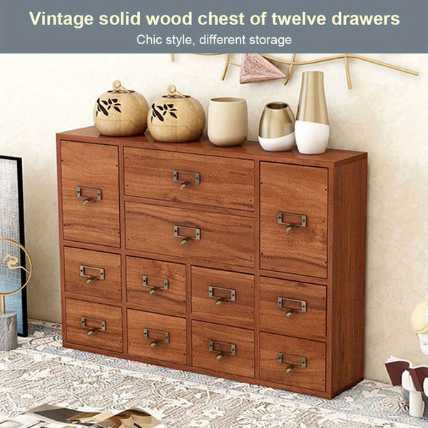 Vintage 12 Drawer Cosmetics Storage Organizer for Home and Office