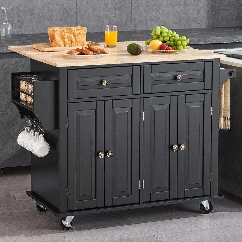 VEVOR Kitchen Island Cart with Drawer and Rolling Storage Shelves