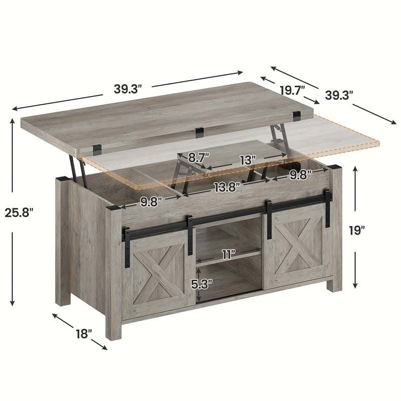 Farmhouse Lift Top Coffee Table with Hidden Storage Solutions