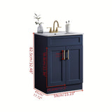 Modern Navy Blue Bathroom Vanity Cabinet with White Sink