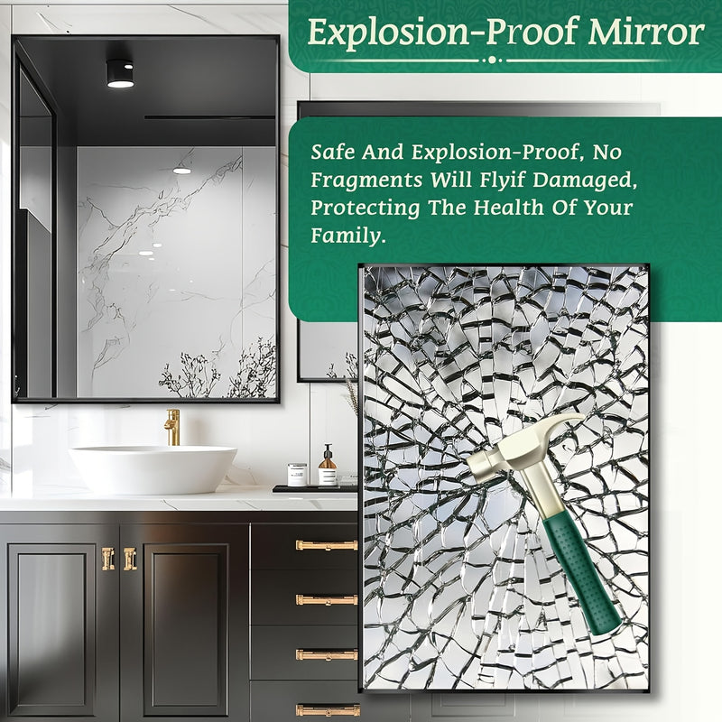 Wall Mounted Makeup Mirror with Unbreakable Glass and Brushed Finish