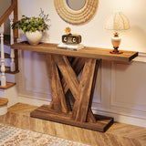 Farmhouse Geometric Base Console Table for Entryway and Living Room