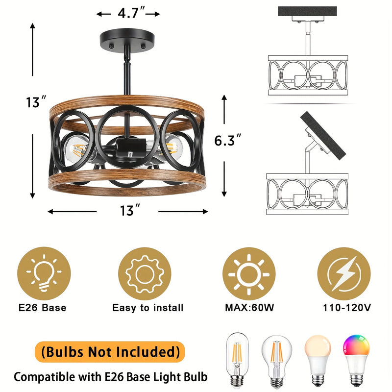 Farmhouse Semi Flush Mount Ceiling Light Fixture Hallway