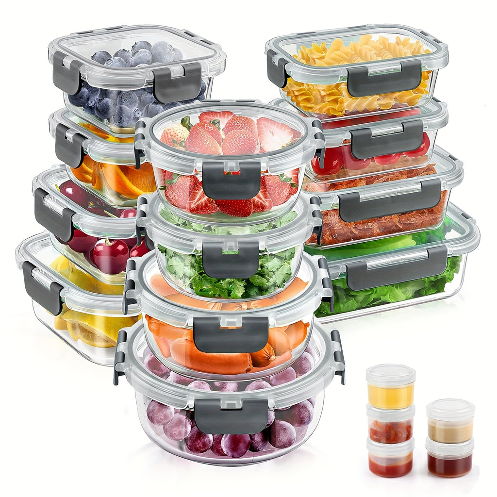 Airtight Glass Food Storage Container Set with Flip Top Lids