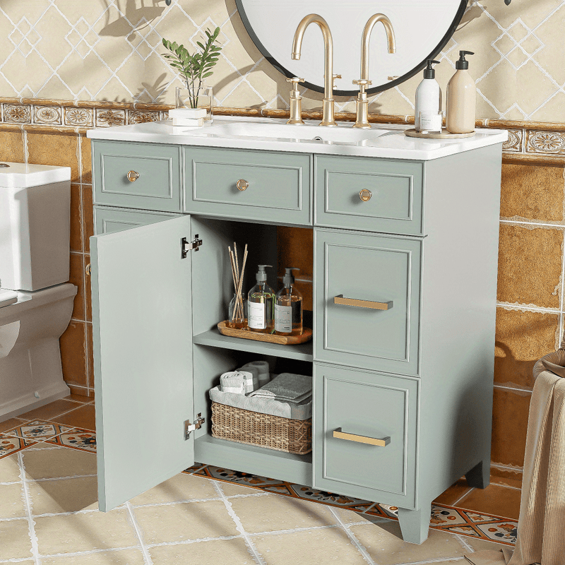 Stylish Bathroom Vanity with Ceramic Sink and Soft Close Doors