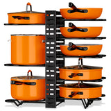 Adjustable 8-Tier Pot and Pan Organizer Rack for Kitchens